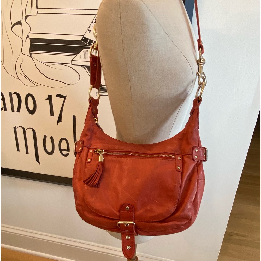 Rebecca Minkoff Womens Burnt Orange Leather Crossbody Handbag w Gold Hardware